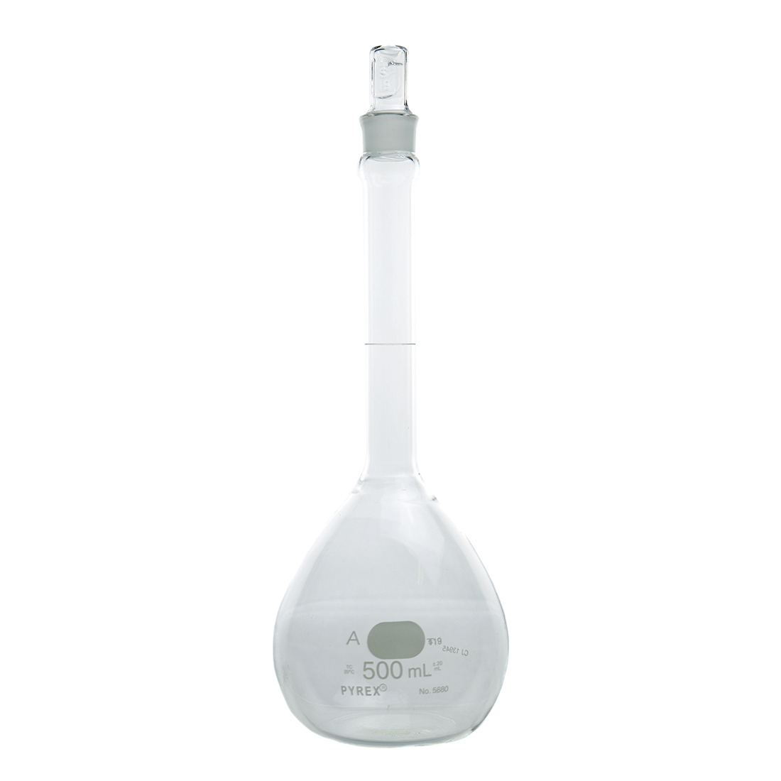 Matraz Volumétrico Clase A de 500 ml con Tapón Esmerilado y Certificado de Calibración