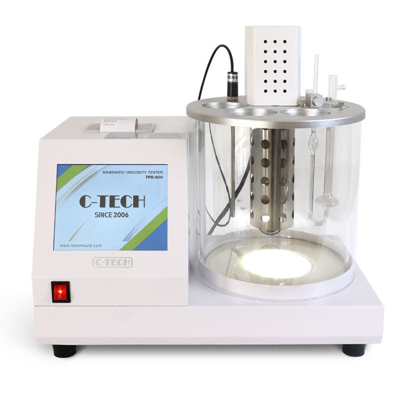 Vista angular del viscosimetro cinematico con tubos capilares visibles