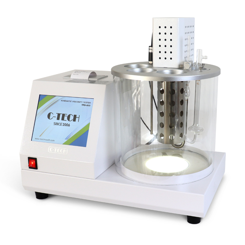 Detalle del bano termostato y tubos capilares del viscosimetro