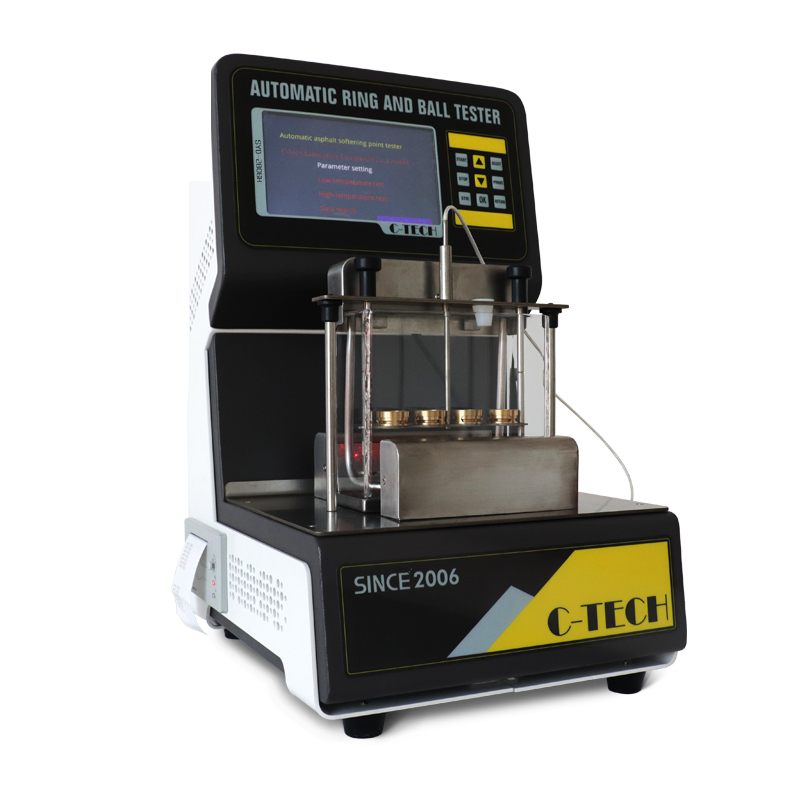 Vista lateral del probador anillo y bola con bano termostato