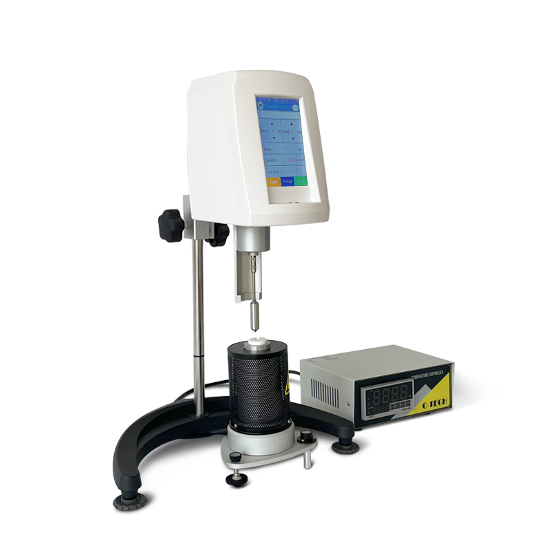 Pantalla tactil a color del viscosimetro rotacional en operacion