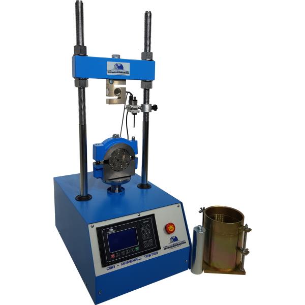 Prensa CBR Marshall Uniaxial 50 kN - Vista con cabezal Marshall