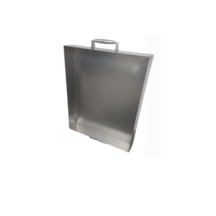 Bandeja rectangular de acero inoxidable 304 con asa — 335×250×30 mm