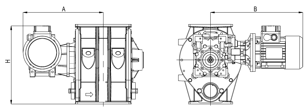 Imagen de Dimensiones externas con motorreductor